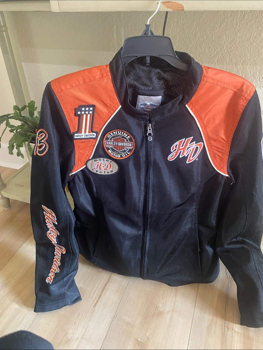 Harley-Davidson Black and Orange Racing Logo Jacket